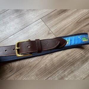 Vineyards Vines Vineyard Whale Canvas Leather Club Boy’s Men's Belt Size 30